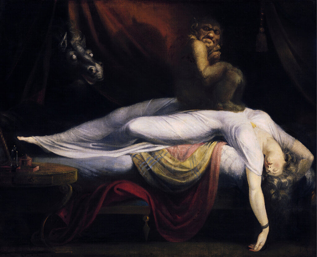 Henry Fuseli The Nightmare, 1781 oil on canvas 40 1/16 × 50 1/16 in. (101.7 × 127.1 cm.) Detroit Institute of Arts, Founders Society Purchase with funds from Mr. and Mrs. Bert L. Smokler and Mr. and Mrs. Lawrence A. Fleischman, 55.5.A.