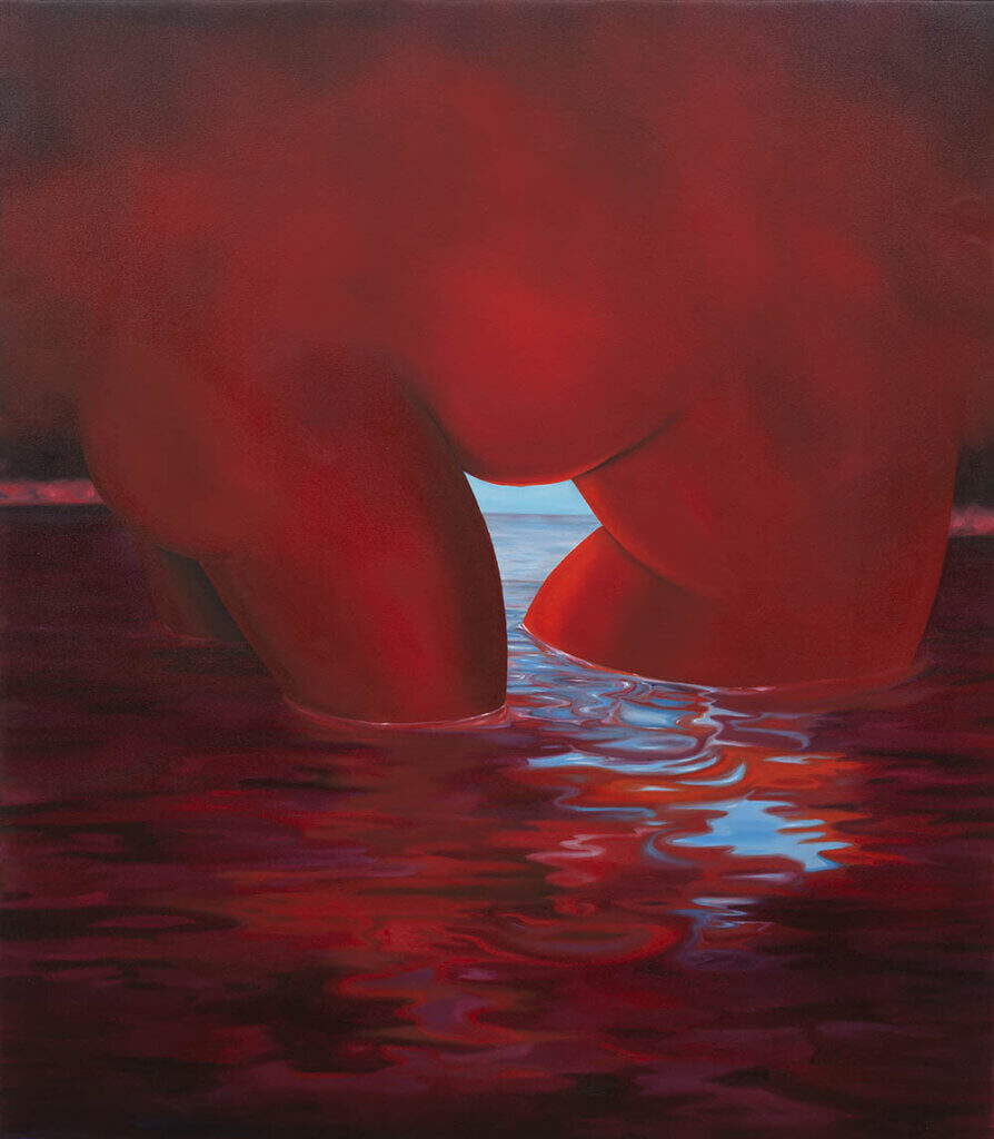 Brittney Leeanne Williams A Red Baptism and a Red Drowning, 2019 oil on canvas 58 x 50 in. (147.3 x 127 cm.)