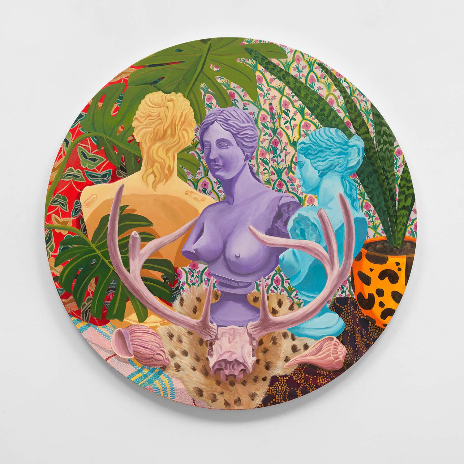 Anna Valdez Venus in Conversation, 2023 oil on canvas diameter: 48 in. (121.9 cm.)