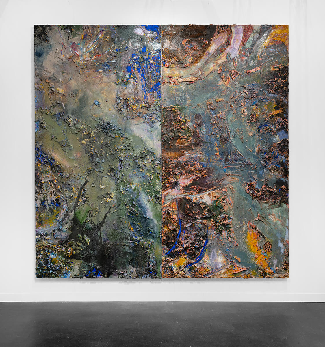 Gabriel Mills Glass And The Ghost Children, 2023 oil on wood panel, diptych 120 x 120 in. (304.8 x 304.8 cm.)