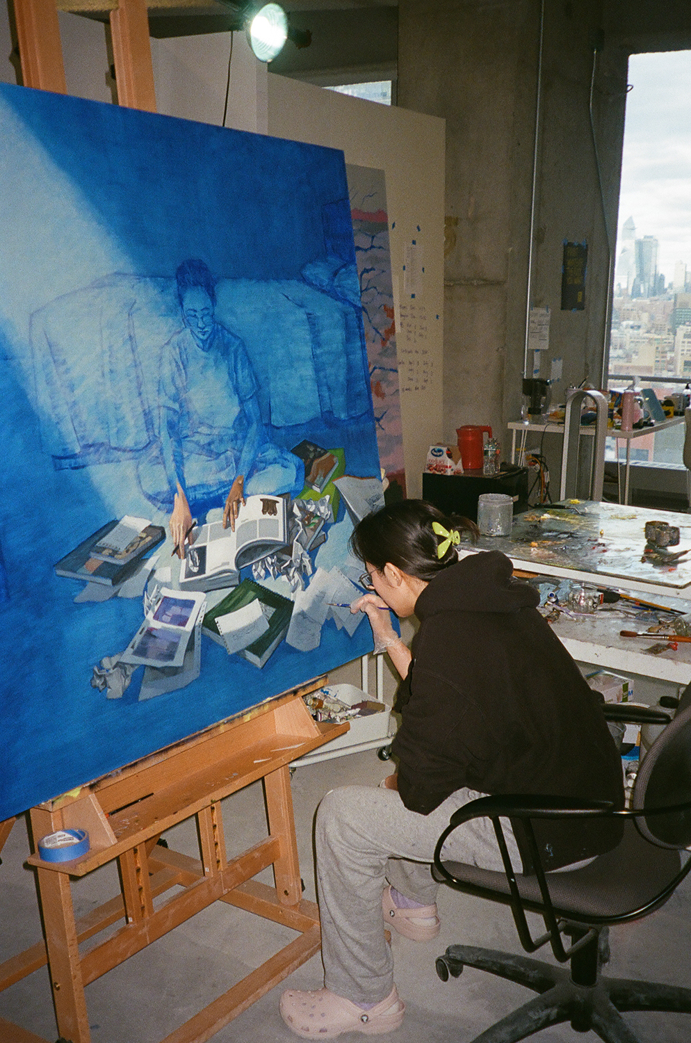 Yuri Yuan in the studio, Silver Art Projects, New York, NY, 2025. Photo: Richard Kwan