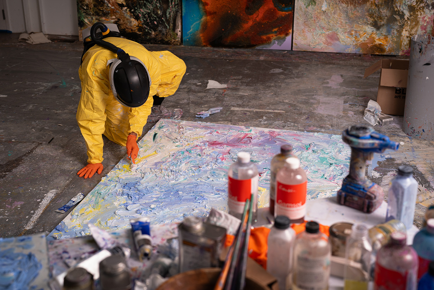 Gabriel Mills in the studio, New Haven, CT, 2025. Photo: Jonathan Peterson