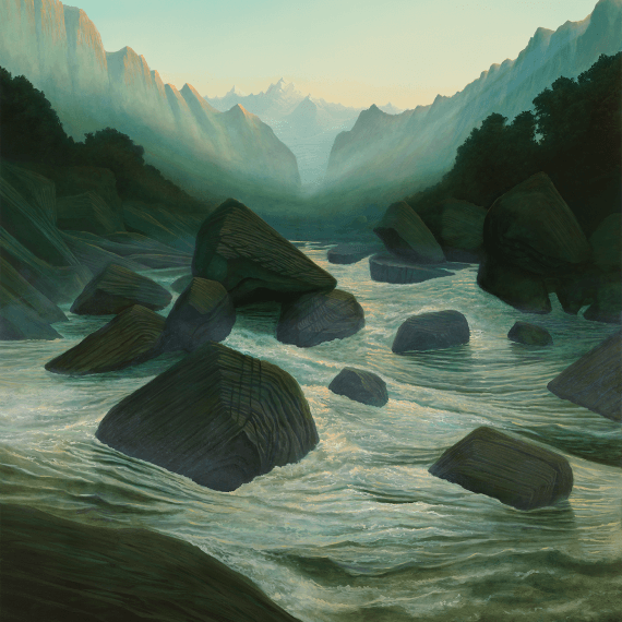 Sholto Blissett The white heat of cold water, silvered, 2025 oil on canvas 78 3/4 x 63 in. (200 x 160 cm.)