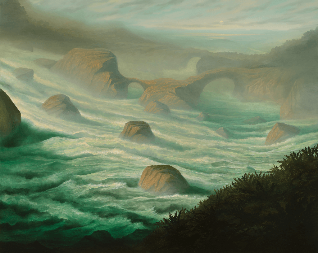 Sholto Blissett The white heat of cold water, maelstrom, 2025 oil on canvas 63 x 78 3/4 in. (160 x 200 cm.)