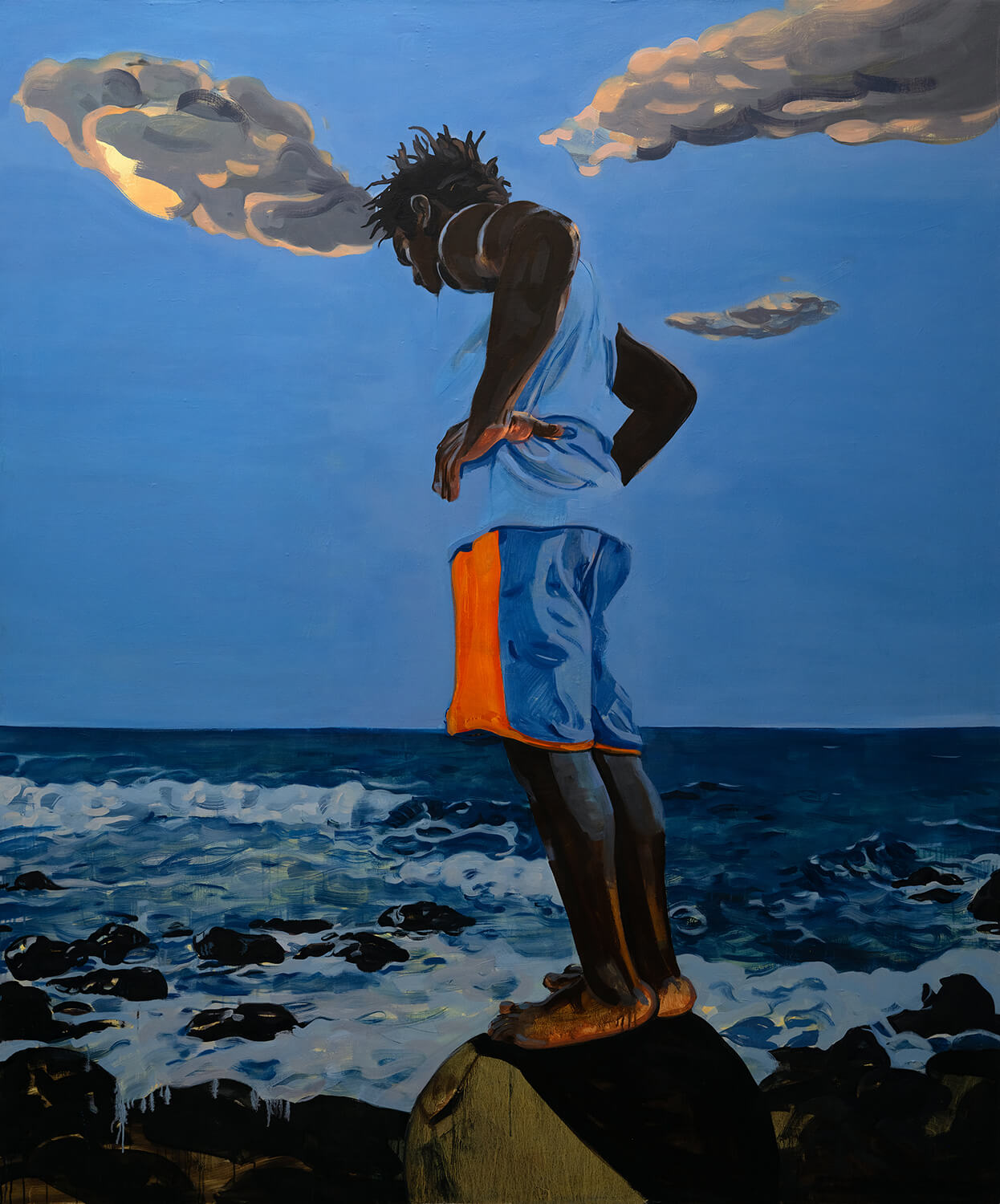 Tajh Rust Rückenfigur III, 2025 oil and acrylic on canvas 72 x 60 in. (182.9 x 152.4 cm.)