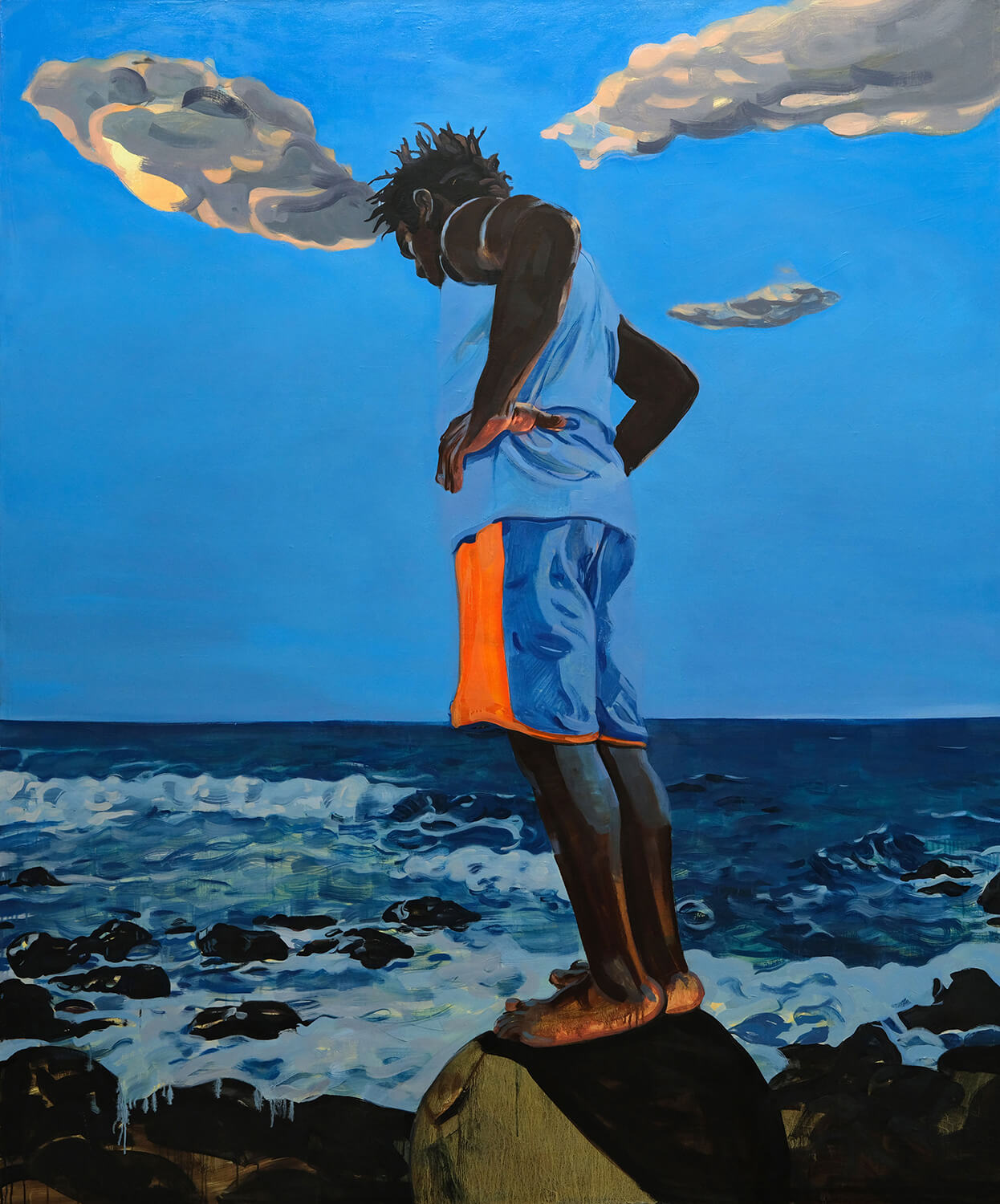 Tajh Rust Rückenfigur III, 2025 oil and acrylic on canvas 72 x 60 in. (182.9 x 152.4 cm.)