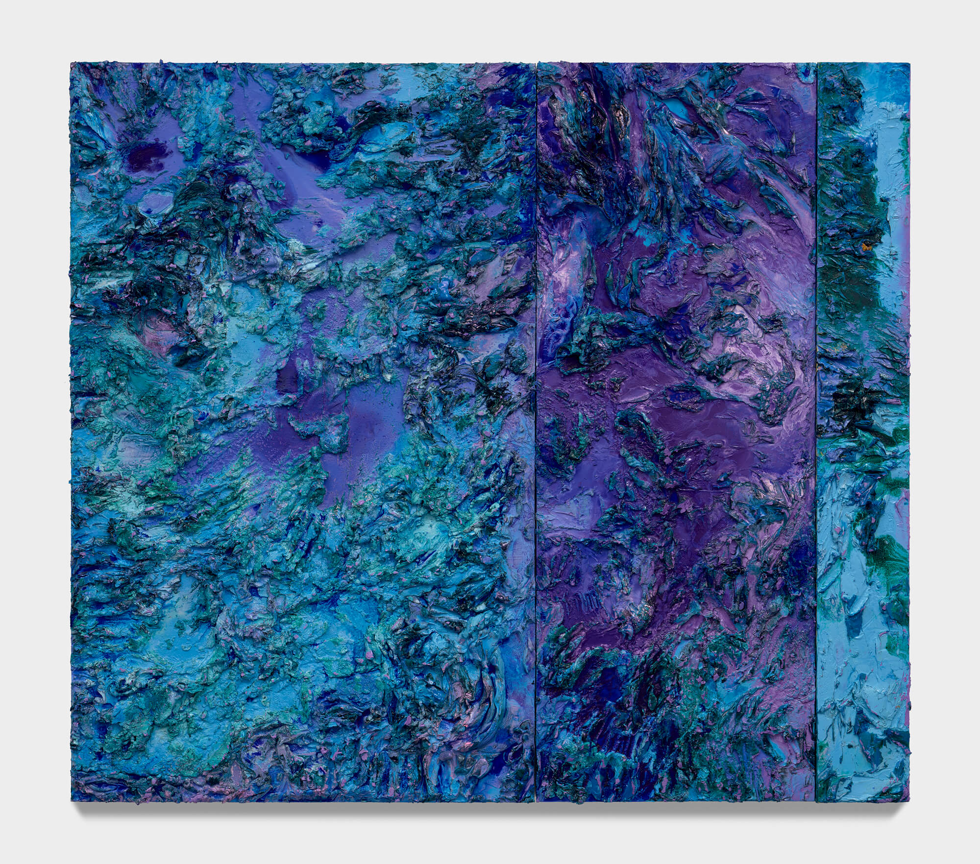 Gabriel Mills lhtve, 2026 oil on wood panel (triptych), framed 48 x 54 in. (121.9 x 137.2 cm.) Photo: Chris Gardner