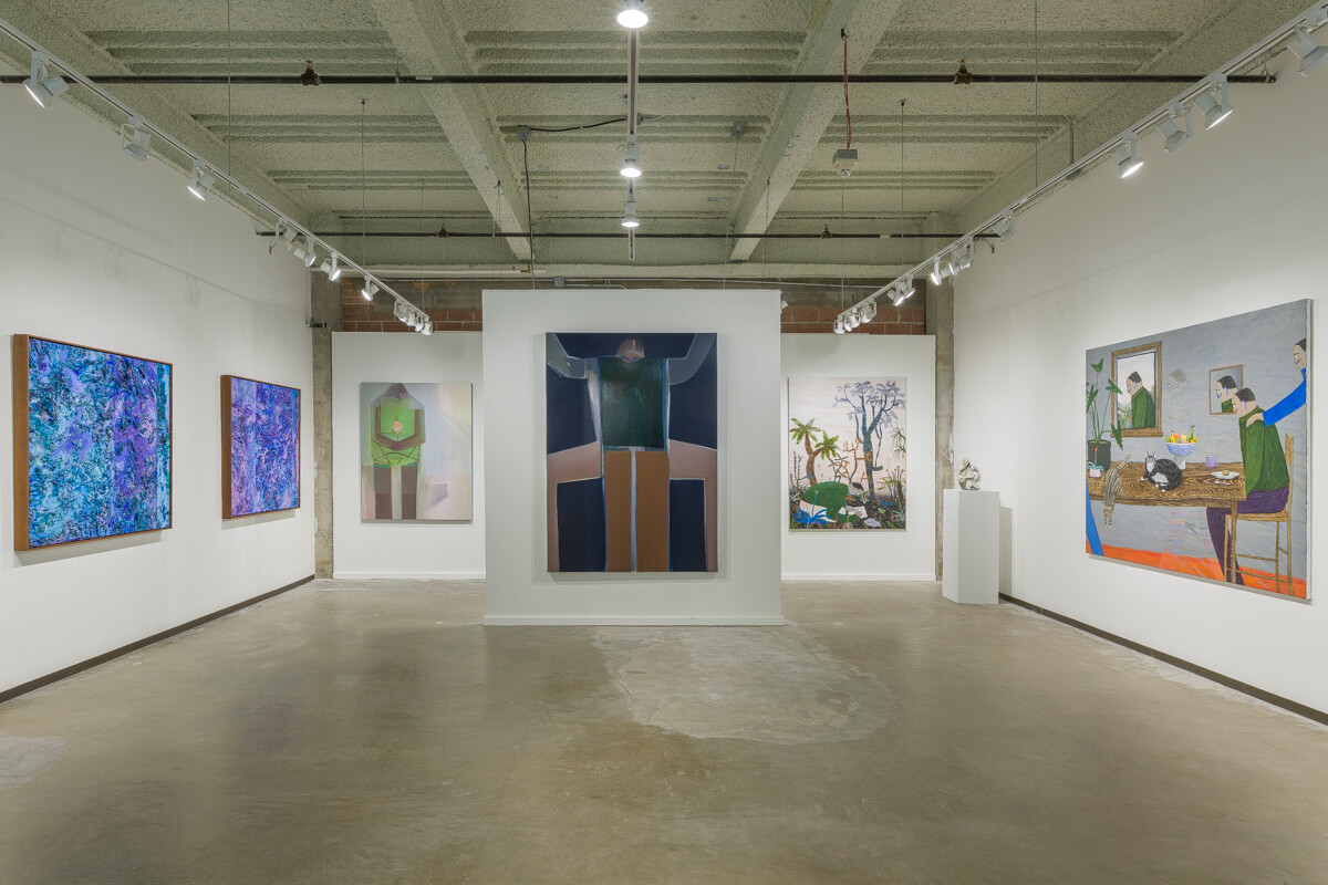 Installation view of Freya Douglas-Morris, Laird Gough, Heidi Hahn, Sally J. Han, Tom Howse, Kevin McNamee-Tweed, Gabriel Mills, Yuri Yuan at the Dallas Art Fair (April 16-19, 2026), Dallas, TX, Booth F22. Photo: Evan Sheldon