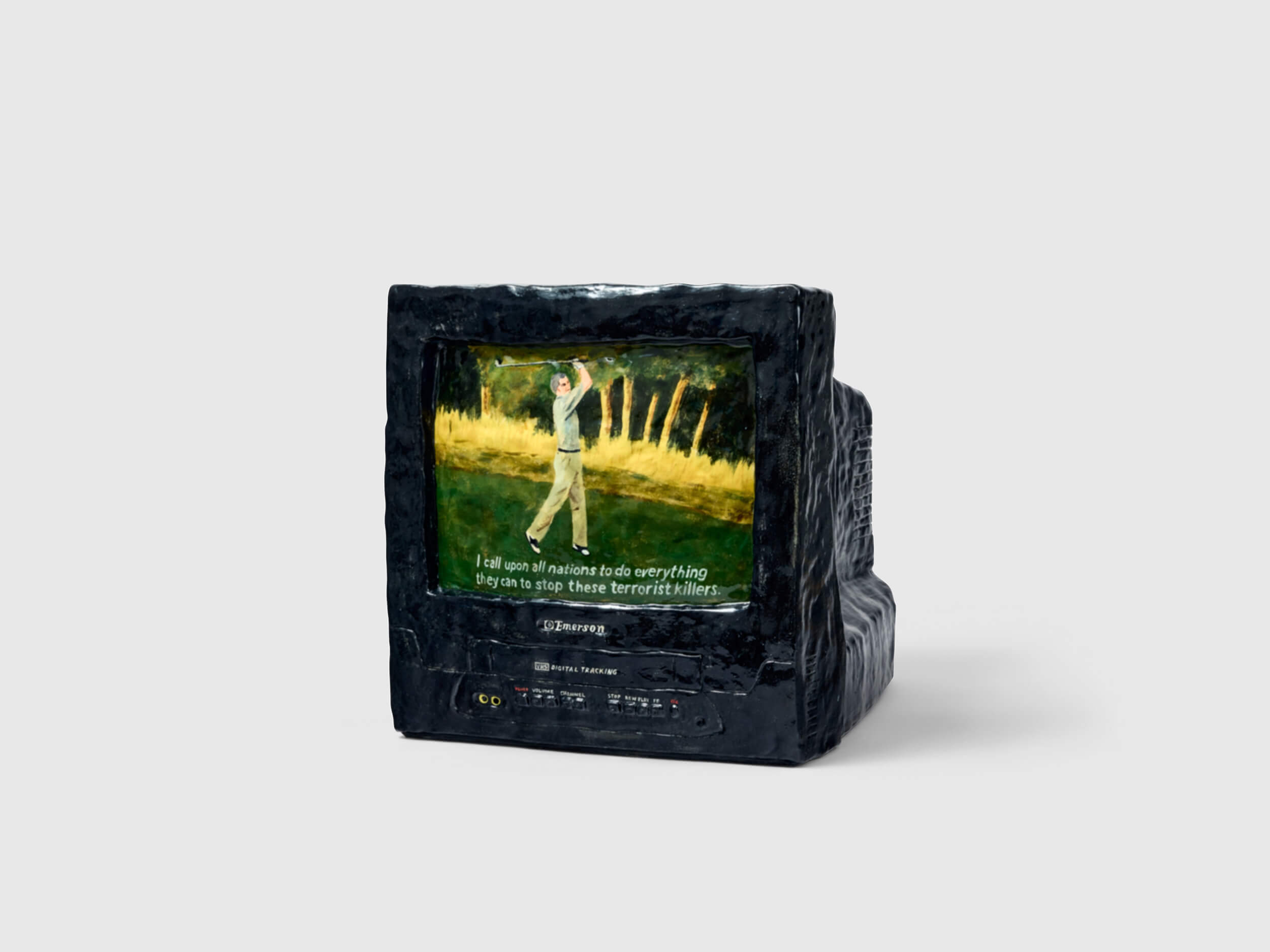 Stephanie H. Shih Now watch this drive, 2026 ceramic 14 x 14 x 15 in. (35.6 x 35.6 x 38.1 cm.)