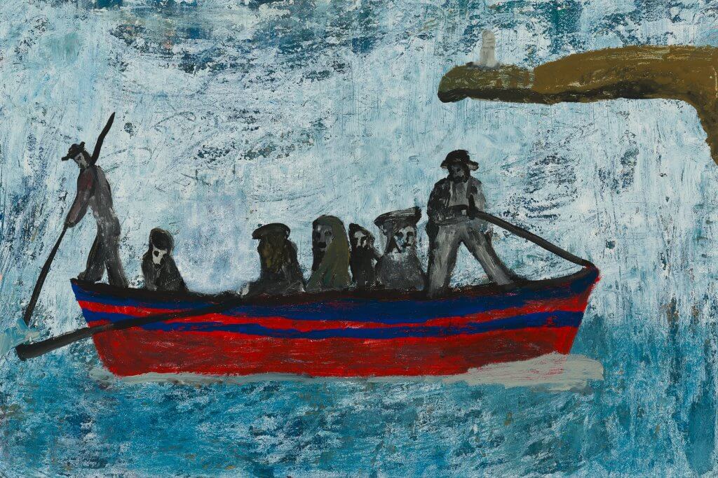Danny Fox The visitation, 2026 acrylic on board mounted on canvas 15 3/4 x 23 5/8 in. (40 x 60 cm.)