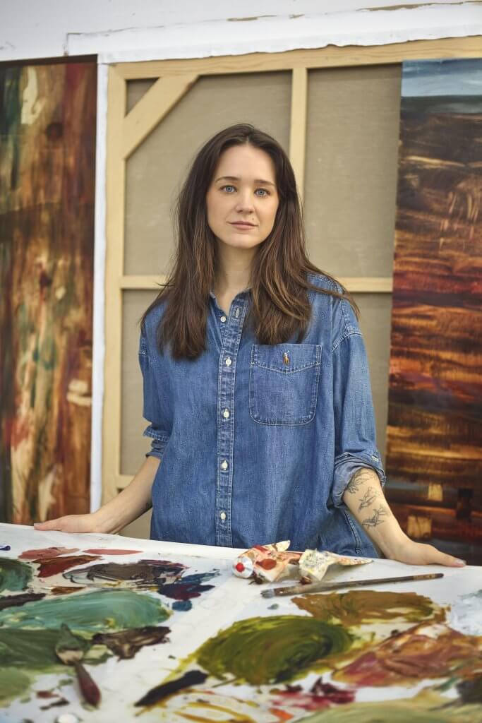 Madeline Peckenpaugh in the studio, Queens, NY 2026. Photo: Philipp Hoffmann