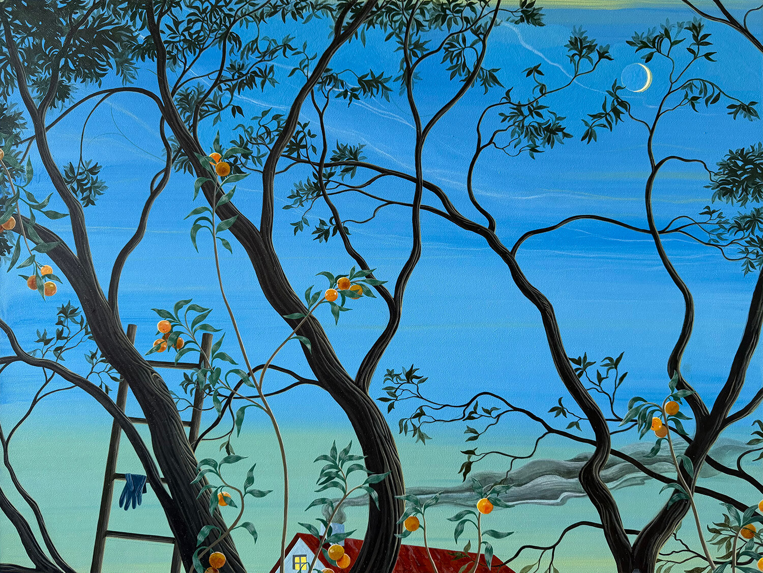 Azadeh Nia Through the Orange Trees, 2026 acrylic on panel 18 x 24 in. (45.7 x 61 cm.)