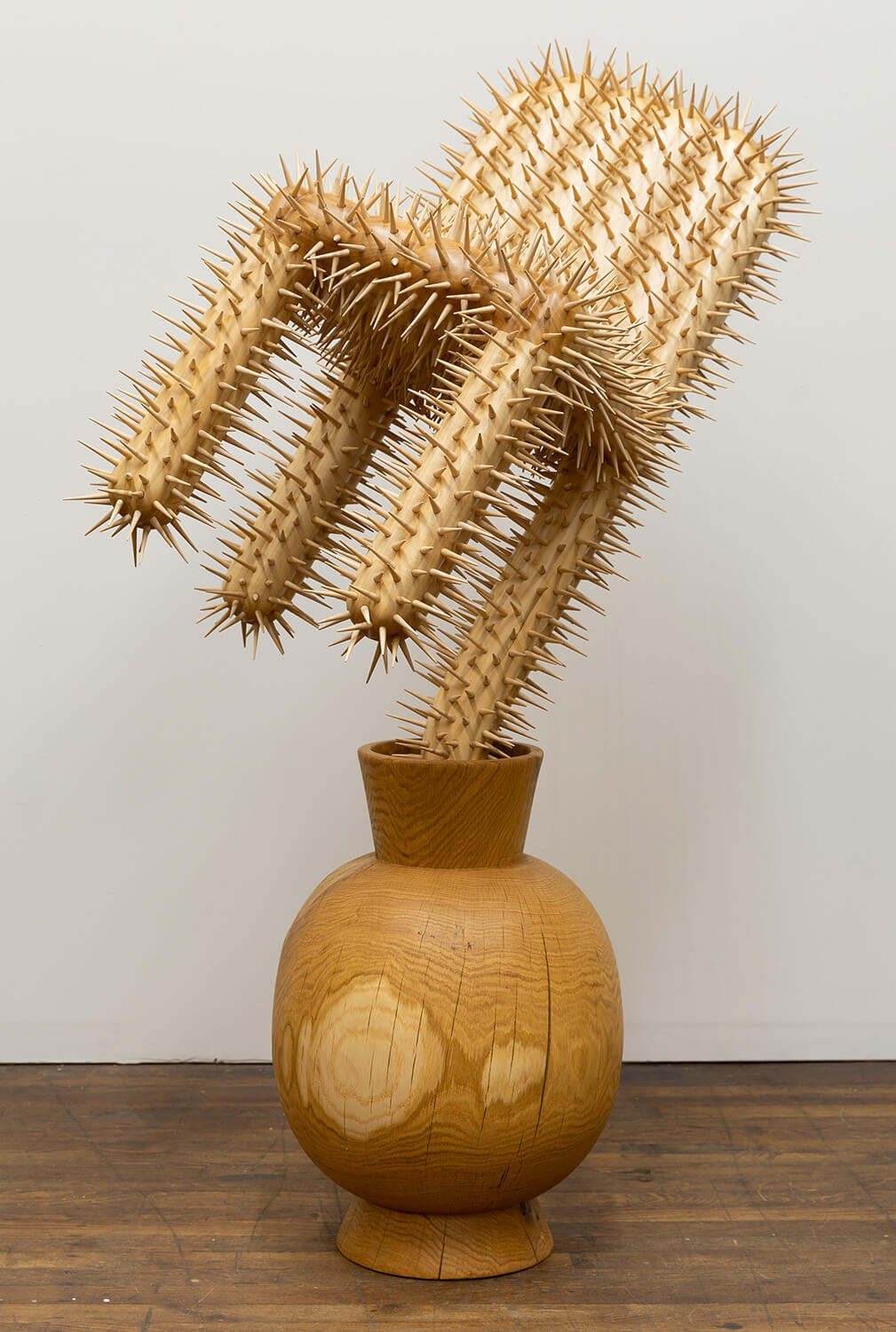 Raul De Lara El Mesero, 2025 basswood, hemu, oak 59 x 26 x 38 in. (149.9 x 66 x 96.5 cm.)