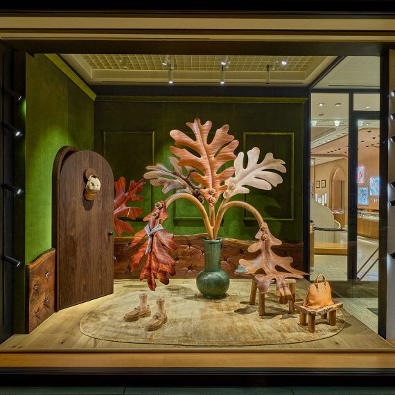 Raul De Lara installation at the Hermès flagship on Madison Avenue, 2026. Photo courtesy of Hermès.